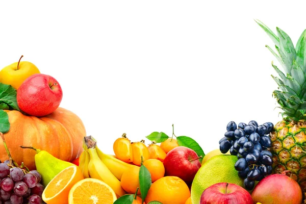 Gran colección de frutas y verduras aisladas en blanco —  Fotos de Stock