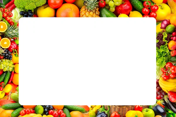 Frame of fresh fruits and vegetables. There is free space for your text.