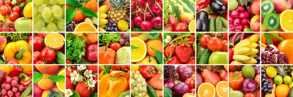 Lote de imágenes frutas, verduras y bayas en el marco . —  Fotos de Stock