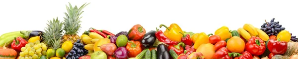 Panorama of healthy vegetables and fruits isolated on white back — Stockfoto