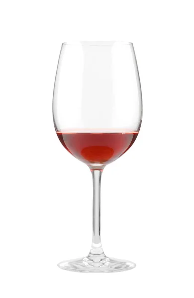 Vysoké sklo s červeným hroznovým vínem izolované na bílém — Stock fotografie