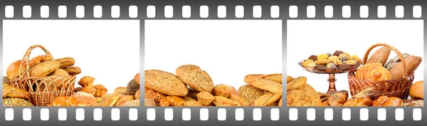 Pan y pasteles en marco de película . —  Fotos de Stock