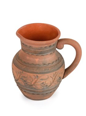 Büyük toprak sürahisi beyazda izole edilmiş.