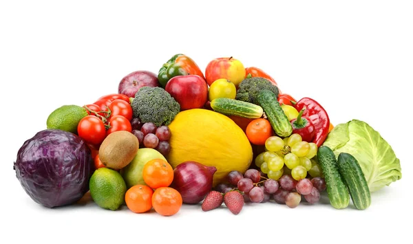 Collection of fruits and vegetables isolated on white background — Stock Photo, Image