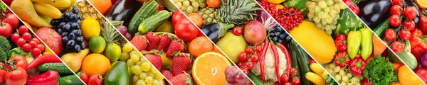 Čerstvé Ovoce Zelenina Rámečcích Šikmé Pruhy — Stock fotografie