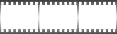Photographic film in form of frame on white background. Copy space