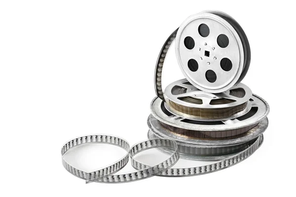 Föråldrade Medier Film Ringar Eller Rullar Isolerad Vit Bakgrund — Stockfoto