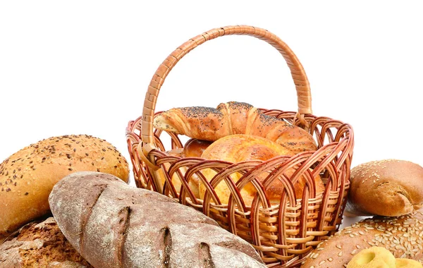 Pane Fresco Focacce Biscotti Isolati Fondo Bianco — Foto Stock