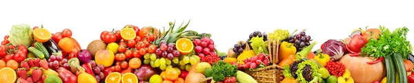 Fresh Fruits Vegetables Useful Health Isolated White Background — Stock Photo, Image