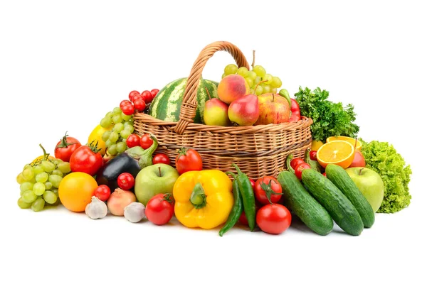 Légumes Fruits Frais Isolés Sur Fond Blanc — Photo