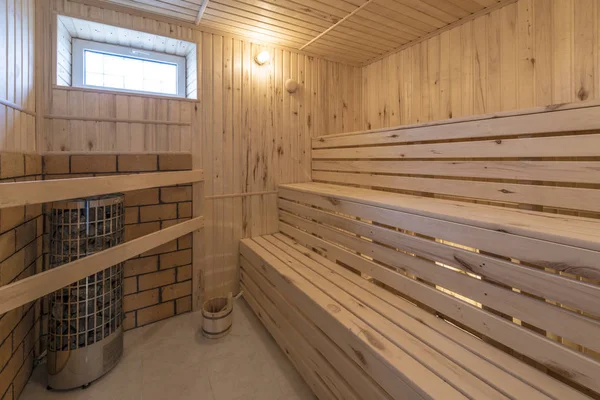 Interieur Van Traditionele Houten Sauna — Stockfoto