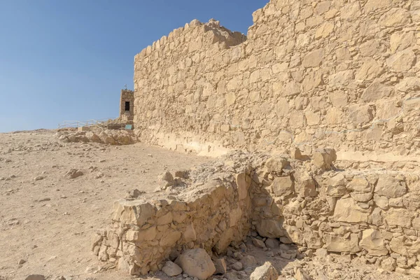 Ruínas Antiga Fortaleza Massada Montanha Perto Mar Morto Sul Israel — Fotografia de Stock