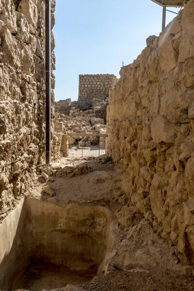 Ruins Ancient Fortress Massada Mountain Dead Sea Southern Israel — Stock Photo, Image