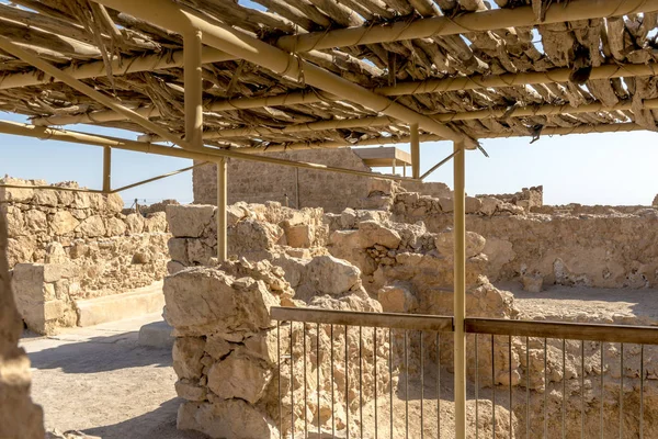 Ruiny Staré Pevnosti Massada Horách Poblíž Mrtvého Moře Jižním Izraeli — Stock fotografie