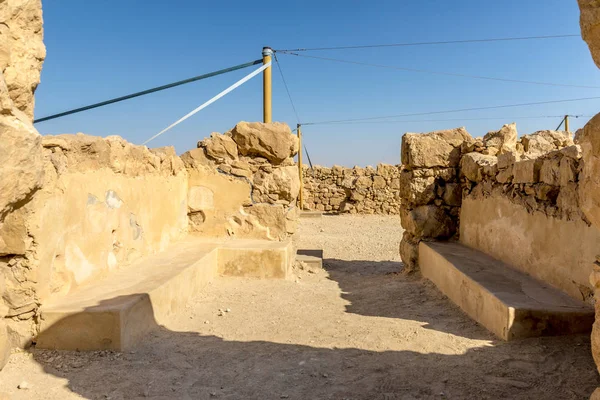 Ruínas Antiga Fortaleza Massada Montanha Perto Mar Morto Sul Israel — Fotografia de Stock