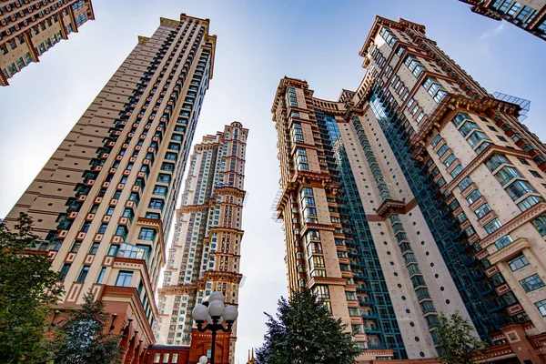 Фасад Сучасного Багатоповерхового Житлового Будинку Преміум Класу Москві — стокове фото