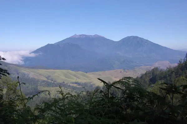 Tájkép Kawah Ijen Vulkán Tetején Indonéziában — Stock Fotó