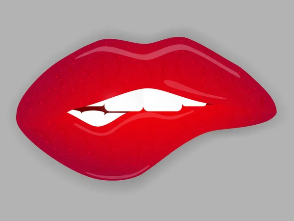 Sexy bijten lippen. Vectorillustratie. — Stockvector