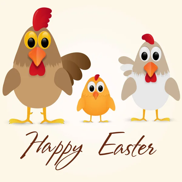 Happy Easter Greeting Card with chicken family. Vector illustration. Royalty Free Stock Vectors