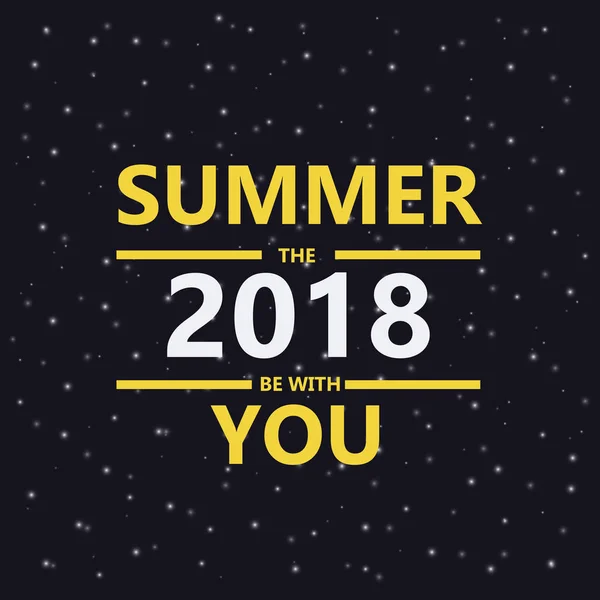 Lato 2018 będzie z wami. Lato na tle. Żółte litery na tle gwiazdy niebo. Grafika Wektorowa