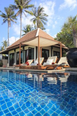 pool villa ko samui beach vacation thailand clipart