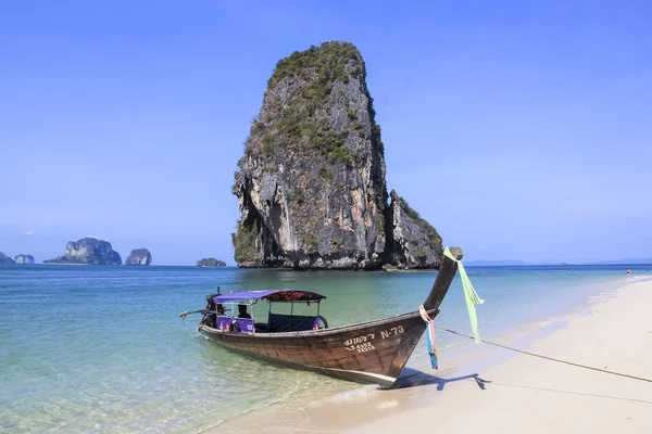Longtail Boat Railay Beach Krabi Thailandia — Foto Stock