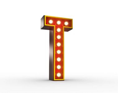 Retro mektup parlayan ile T göstermek için yanar