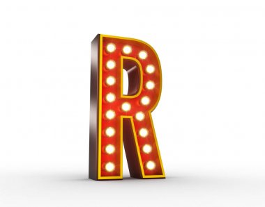 Retro mektup parlayan ile R için ekran ışıkları