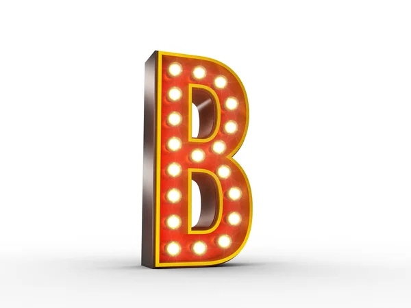 Retro Letter B with glowing lights for display — Stock Photo, Image