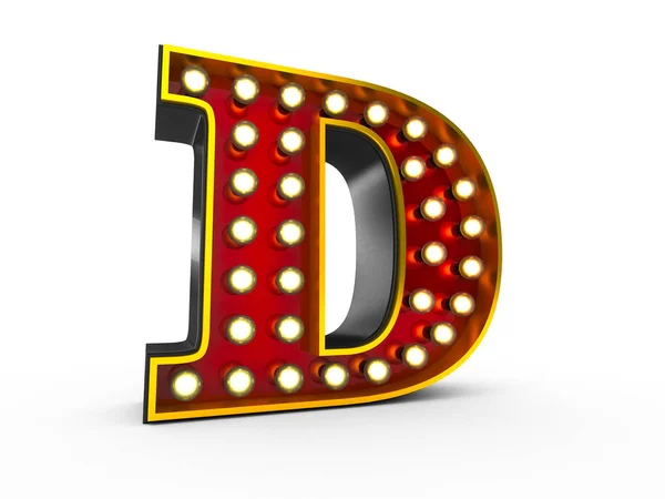 Carta D 3D estilo Broadway — Fotografia de Stock