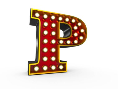 P harfi 3d Broadway tarzı