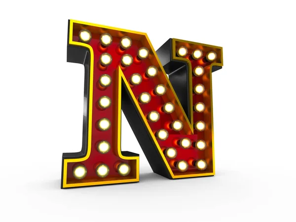 Letter N 3d Broadway-stijl — Stockfoto