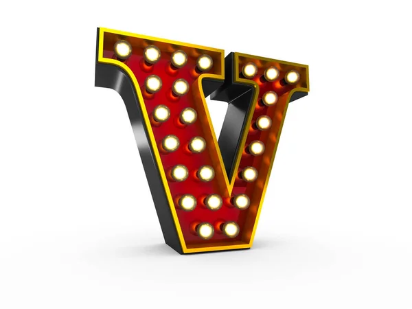 Letter V 3d Broadway-stijl — Stockfoto