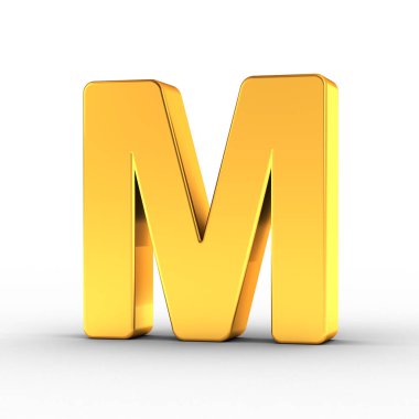 Kırpma yolu ile parlak altın nesnesi olarak harf M