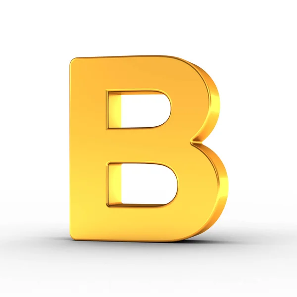 Буква B как полированный золотой объект с отсечкой пути — стоковое фото