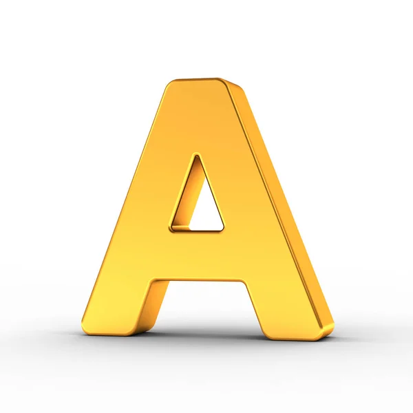 Το γράμμα A ως ένα γυαλιστερό χρυσό αντικείμενο με διαδρομή αποκοπής — Φωτογραφία Αρχείου