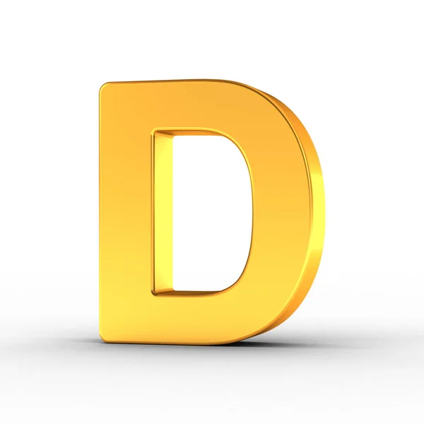 Bokstaven D som en polerad gyllene objekt med urklippsbana — Stockfoto