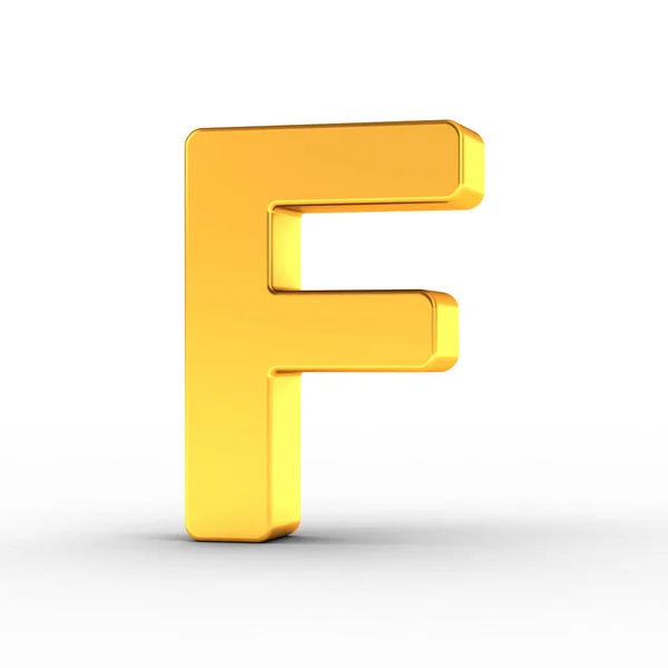 De letter F als een gepolijste gouden object met uitknippad — Stockfoto