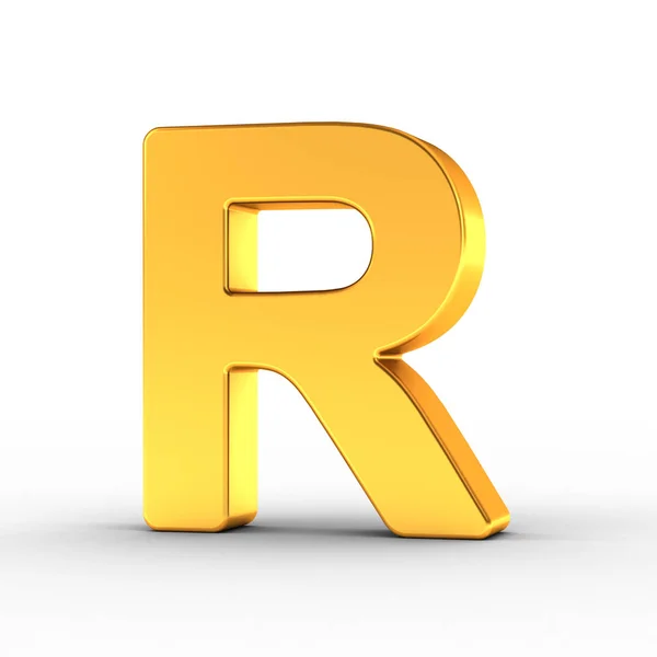 The letter R as a polished golden object with clipping path — Stock Photo, Image