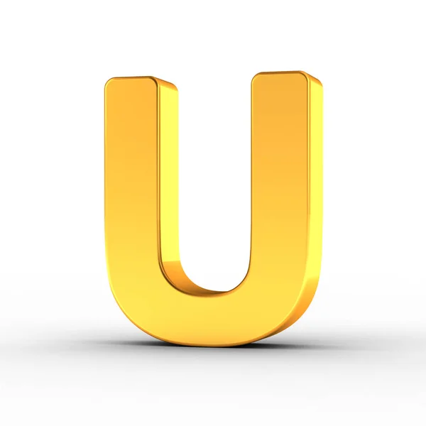 La lettre U comme un objet doré poli avec un chemin de coupe — Photo