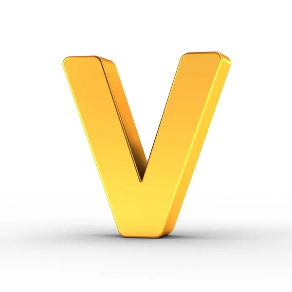 La lettre V comme un objet doré poli avec un chemin de coupe — Photo