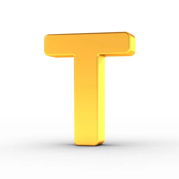 La letra T como un objeto dorado pulido con la ruta de recorte — Foto de Stock