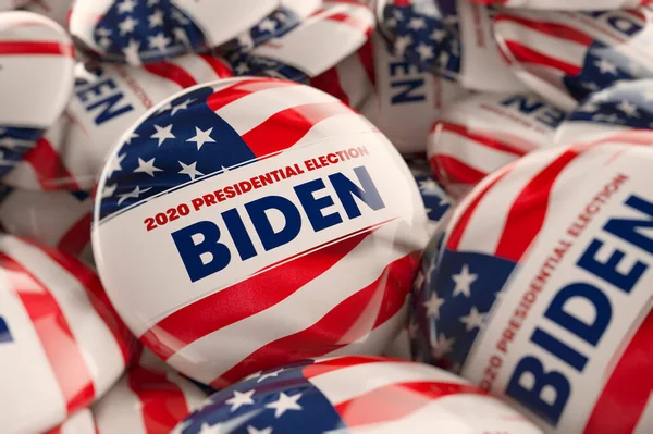 华盛顿 2020年3月18日 小约瑟夫 罗伯内特 Joseph Robinette Joe Biden 的总统竞选按钮图解 其深度非常浅 — 图库照片