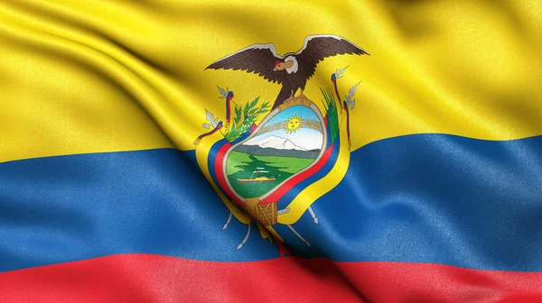 Illustration Der Flagge Ecuadors Die Wind Weht — Stockfoto