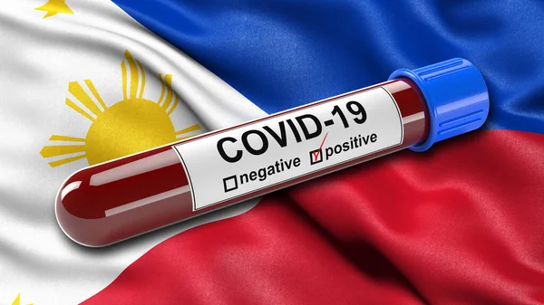 Bandiera Delle Filippine Che Sventola Nel Vento Con Una Provetta — Foto Stock