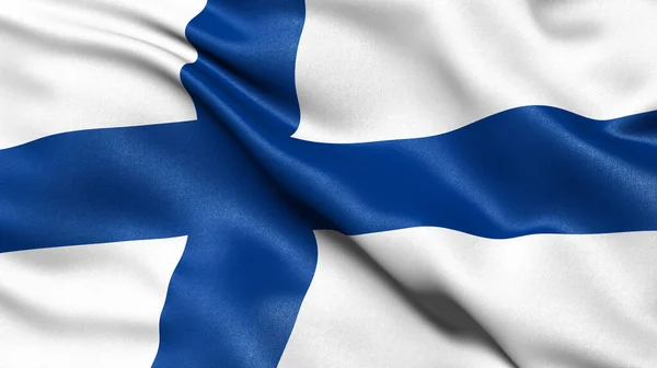 Ilustración Bandera Finlandia Ondeando Viento — Foto de Stock