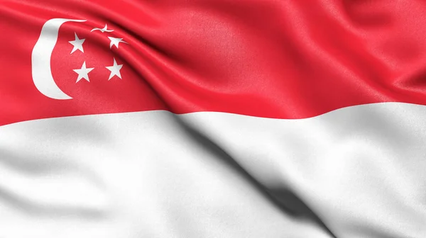 Иллюстрация Флага Сингапура Машущего Ветром — стоковое фото