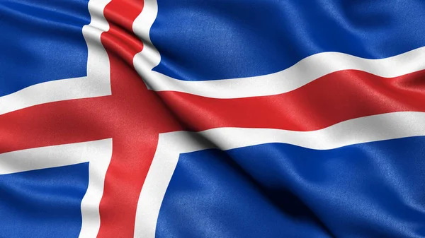 Ilustración Bandera Islandia Ondeando Viento — Foto de Stock