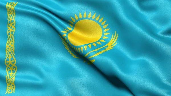 Illustration Flag Kazakhstan Waving Wind — Stock Photo, Image