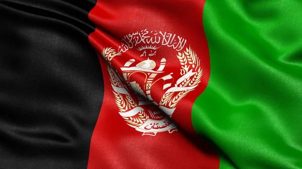 Afganistan Bayrağının Rüzgarda Sallanışının Boyutlu Çizimi — Stok fotoğraf